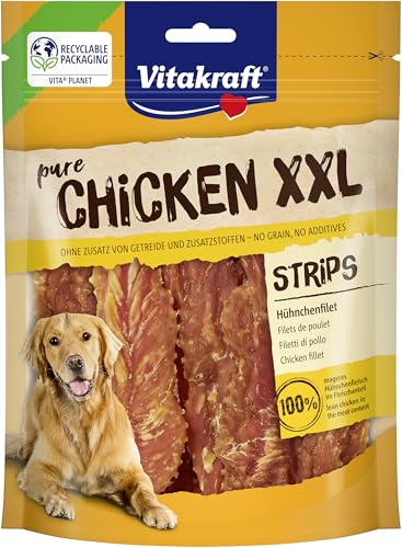 Vitakraft Pure Chicken XXL Strips, Hundeleckerli, Hühnchenfilet, Hunde Trainingsleckerli, ohne Zusatz von Zucker und Getreide (1x 250g) von Vitakraft