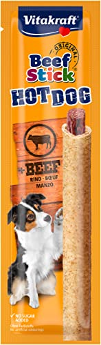 Vitakraft Beef Stick Hot Dog, Leckerlies für Hunde, mit Rindfleisch, Hundeleckerli, zum Verwöhnen und Belohnen, in frischeversiegelter Aufreißpackung, ohne Zusatz von Zucker (1x 1 Stück) von Vitakraft
