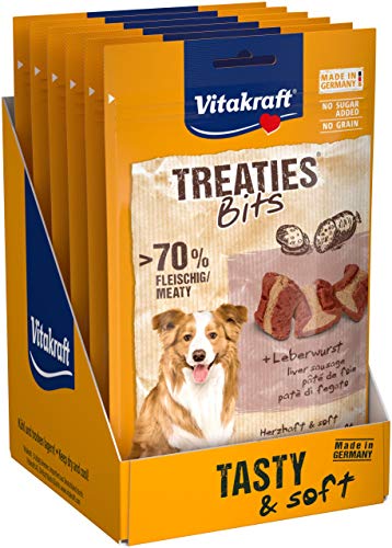 VITAKRAFT - Treaties Bits Hundeleckerli – mit Leberpastete – Futter für Hunde – reich an Fleisch und Innereien – Frischebeutel – 120 g Packung mit 6 Stück von Vitakraft