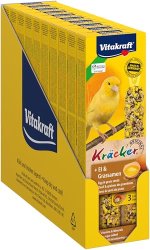 Vitakraft Kräcker, Knabberstangen für Kanarienvögel, mit Ei und Grassamen, mit Vitaminen und Mineralien, für langes Knabbervergnügen, ohne Zusatz von Zucker (10x 54g) von Vitakraft