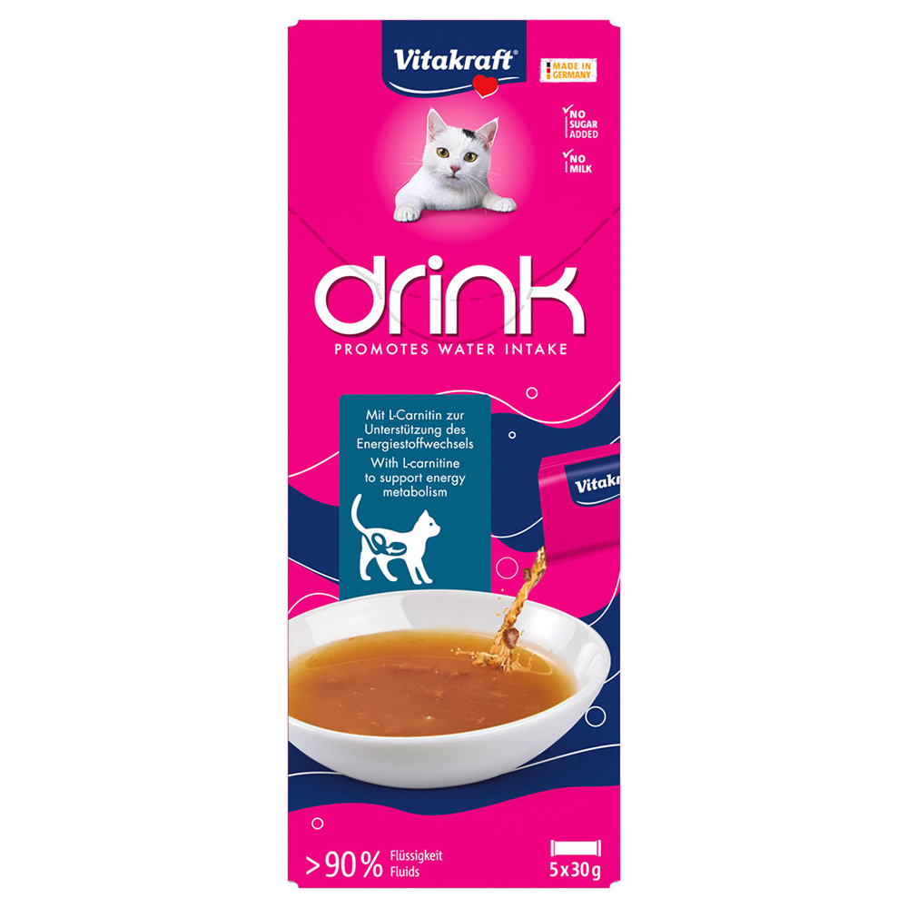 Vitakraft Katzen-Drink mit Lachs und L-Carnitin - Sparpaket: 45 x 30 g von Vitakraft