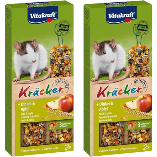 Vitakraft Kräcker, Nagersnack für Ratten, mit Dinkel und Apfel, mit Vitaminen und Mineralien (1x 2 Stück) (Packung mit 2) von Vitakraft