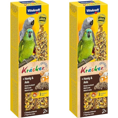 Vitakraft Kräcker, mit Honig und Anis, Knabberstangen für Papageien, ohne Zuckerzusatz (1x 2 Stück) (Packung mit 2) von Vitakraft