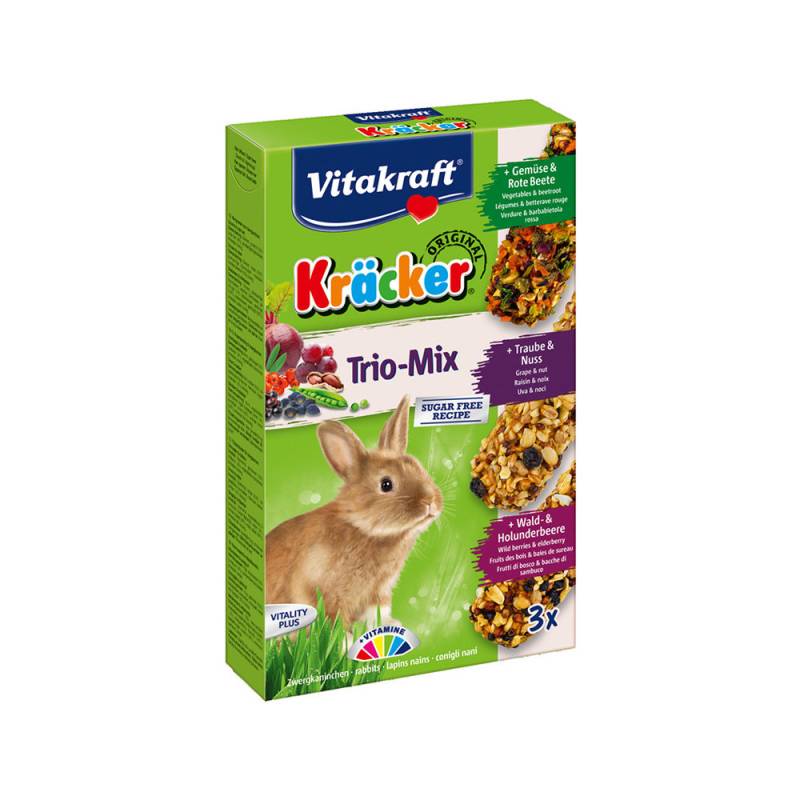 Vitakraft Kräcker Trio-Mix Kaninchen - Gemüse, Nüsse & Heidelbeeren - 3 Stück von Vitakraft