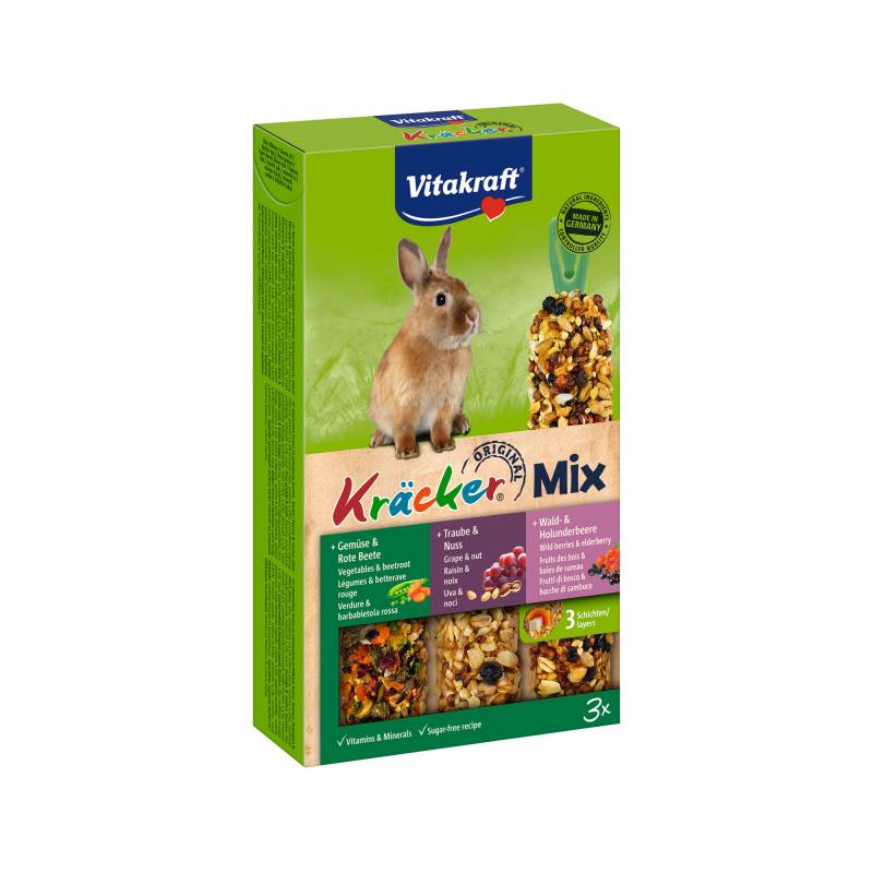 Vitakraft Kräcker Trio-Mix Kaninchen - Gemüse, Nüsse & Heidelbeeren - 3 Stück von Vitakraft