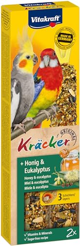 Vitakraft Kräcker, mit Honig und Eukalyptus, Knabberstangen für Grosssittiche, Vogelsnack, ohne Zusatz von Zucker (1x 2 Stück) von Vitakraft