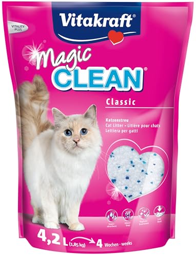 Vitakraft Magic Clean, Katzenstreu, Hygiene-Streu aus Mineralkügelchen, nicht klumpend, besonders staubarm, reicht für 4 Wochen, reicht für einen Monat (1x 4,2l) von Vitakraft