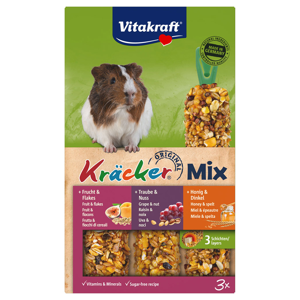 Vitakraft Meerschweinchen-Kräcker Trio-Mix - 1 x 3er Kombi (Honig, Traube, Frucht) von Vitakraft