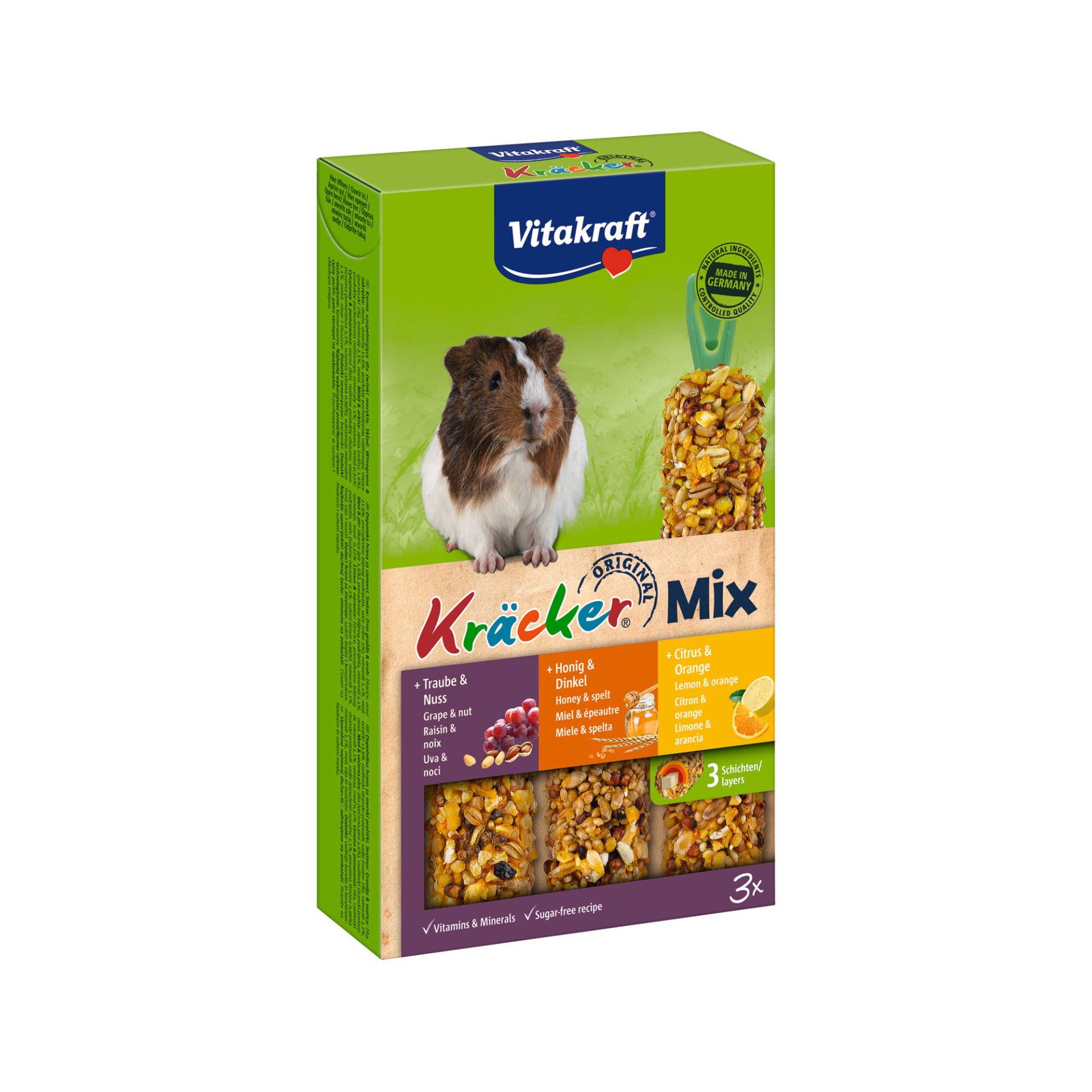 Vitakraft Meerschweinchen Kräcker - Trio-Mix Honig/Nuss/Zitrus - 3 Stück von Vitakraft