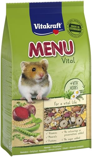 Vitakraft Menu Vital, Hamster Futter, mit Gemüse, mit Nüssen, mit lebenswichtigen Vitaminen und Mineralien, ohne Zusatz von Zucker und Getreide (1x 1kg) von Vitakraft
