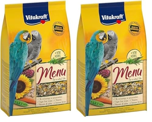 Vitakraft Menü, Papageienfutter, mit Nüssen und Gemüse, mit Vitaminen und Mineralien, ohne Zusatz von Zucker (1x 3kg) (Packung mit 2) von Vitakraft