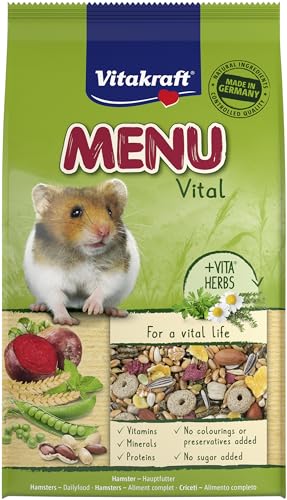 Vitakraft Menu Vital, Hauptfutter für Hamster, mit Gemüse und Kräutern, ohne Zusatz von Zucker, im wiederverschließbaren Beutel (1x 1kg) von Vitakraft