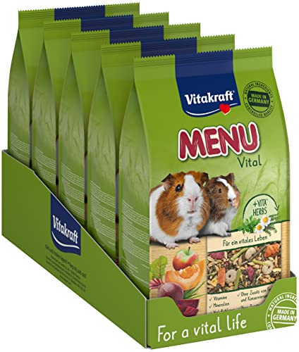 Vitakraft Menü Vital, Futter für Meerschweinchen, mit Apfel und Kürbis, mit Kräutern, zuckerfrei (5x 1kg) von Vitakraft