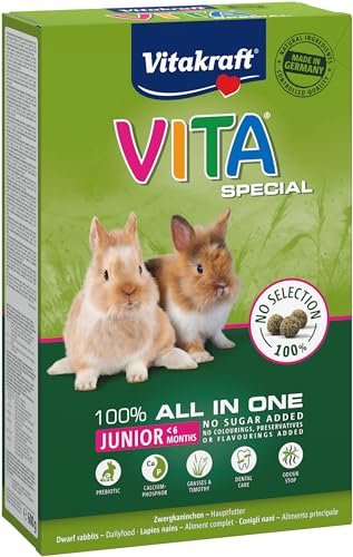 Vitakraft Vita Special, Junior, Hauptfutter für junge Zwergkaninchen, mit Gräsern und Kräutern, für eine optimale Verdauung, ohne Zusatz von Zucker und Getreide (1x 600g) von Vitakraft