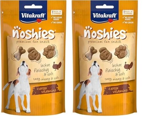 Vitakraft Noshies, Hundeleckerlie, mit hochwertigem Truthahnfleisch, ideal zum Verwöhnen, Vitamine für Haut und Fell (1x 90g) (Packung mit 2) von Vitakraft