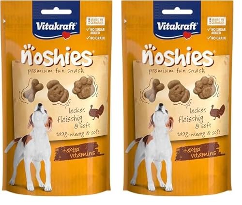 Vitakraft Noshies, Hundeleckerlie, mit hochwertigem Truthahnfleisch, ideal zum Verwöhnen, Vitamine für Haut und Fell (1x 90g) (Packung mit 2) von Vitakraft