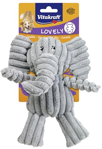 Vitakraft Safari Elefant, Spielzeug für Hunde, Hundespielzeug Kuscheltier, mit Quietscher, aus Cord (1 Stück) von Vitakraft