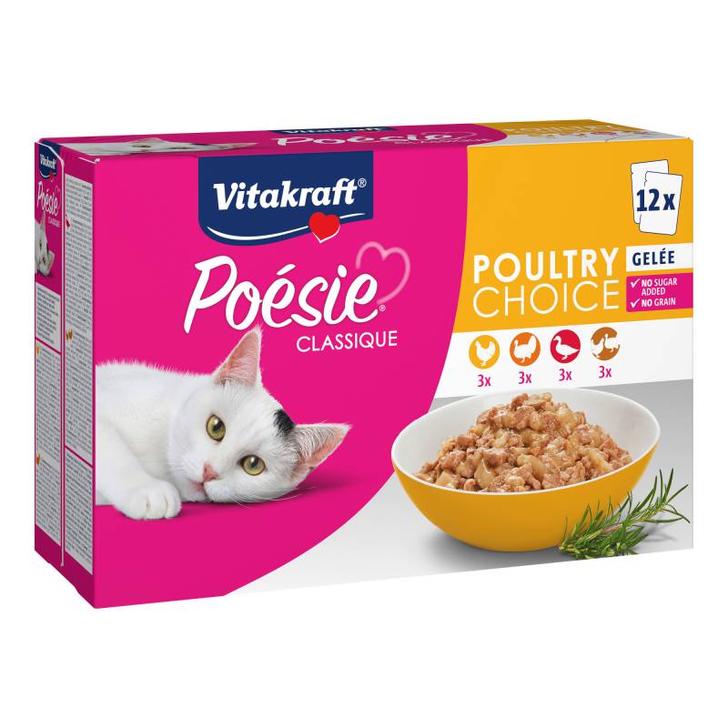 Vitakraft Poésie Classic Mixpaket - 96 x 85 g - Gelee (Huhn, Geflügel, Pute, Ente) von Vitakraft