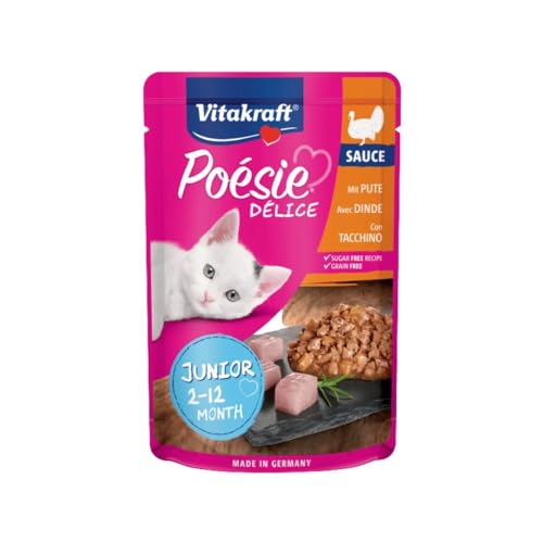 Vitakraft - Poésie Délice Sauce Junior, Nassfutter für Katzen Junior, mit Fleischstücken in Sauce, Truthahnsorte- 85 g von Vitakraft