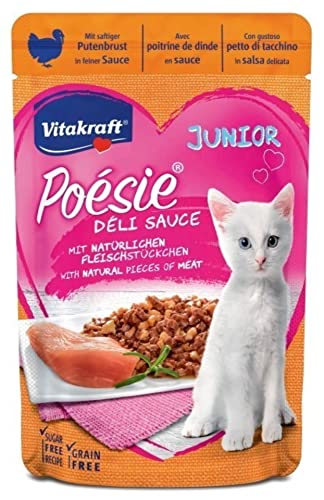 Vitakraft - Poésie Délice Sauce Junior, Nassfutter für Katzen Junior, mit Fleischstücken in Sauce, Truthahnsorte- 85 g von Vitakraft