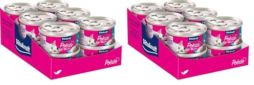 Vitakraft Poésie Mousse, Katzennassfutter, luftige Mousse mit Lachs, in Vorratsgröße, ohne Zusatz von Zucker (12x 85g) (Packung mit 2) von Vitakraft