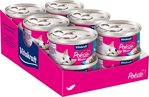 Vitakraft Poésie Mousse, Nassfutter Katze, luftige Mousse, mit Lachs, ohne Zusatz von Zucker und Getreide (12x 85g) von Vitakraft