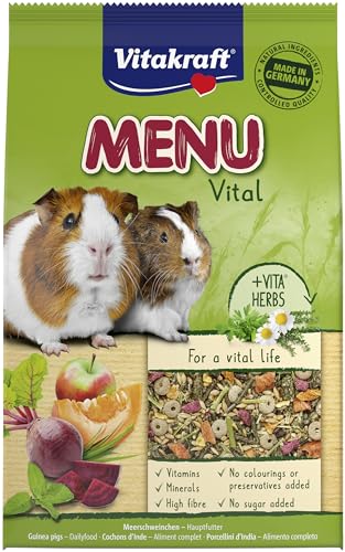 Vitakraft Menü Vital, Meerschweinchen Futter, mit Apfel, mit Kürbis, mit Roter Beete, angereichert mit Kräutern, ohne Zusatz von Zucker und Getreide (1x 5kg) von Vitakraft