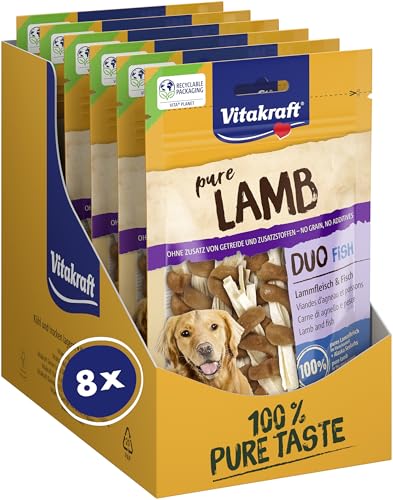 Vitakraft Pure Lamb Duo Fish, Hundeleckerli, Lammfleisch und Fisch, Hunde Trainingsleckerli, ohne Zusatz von Zucker (8x 80g) von Vitakraft
