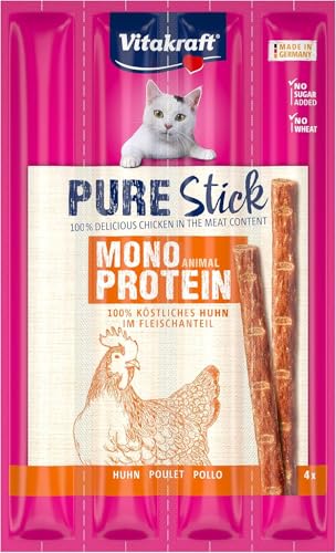 Vitakraft Pure Stick, Katzen Leckerli, fleischiger Stick, mit Huhn, einzelne Sticks, auch für ernährungssensible Katzen, ohne Zusatz von Zucker (1x 20g) von Vitakraft