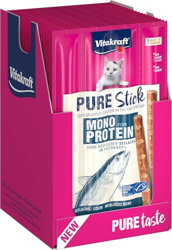 Vitakraft Pure Stick, Sticks mit Seelachs, Katzensnack, auch für ernährungssensible Tiere geeignet (20 Pakete mit 4x 5g) von Vitakraft