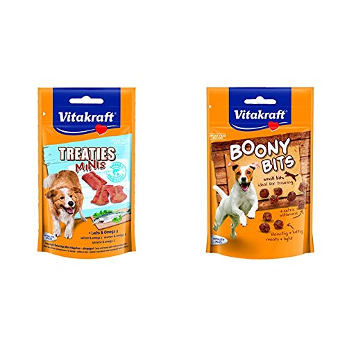 Vitakraft Treaties Minis Lachs&Omega 3 8X 48g & Hundesnack, Snack-Häppchen, Idealer Trainingssnack, Boony Bits, 6er Pack (6 x 55g) von Vitakraft