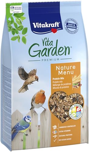 Vitakraft Vita Garden, Protein Mix, Vogelfutter für Wildvögel, mit vielen tierische Proteinen, umweltschonend, Ambrosia controlled (1x 1kg) von Vitakraft
