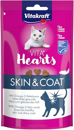 Vitakraft Vita Hearts, Skin and Coat, softer Katzensnack, für Fell und Haut, mit Lachs (1x 40g) von Vitakraft