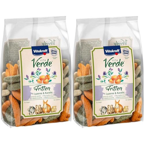 Vitakraft Vita Verde Fritten, Nagerfutter, Snack mit Luzerne und Karotte, ohne Zuckerzusatz (1x 200g) (Packung mit 2) von Vitakraft