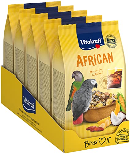 Vitakraft African, Futter für afrikanische Papageien, mit wichtigen Vitaminen und Magenkiesel, in Vorratsgröße (5x 750g) von Vitakraft