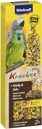 Vitakraft Kräcker, mit Honig und Anis, Knabberstangen für Papageien, ohne Zuckerzusatz (1x 2 Stück) von Vitakraft