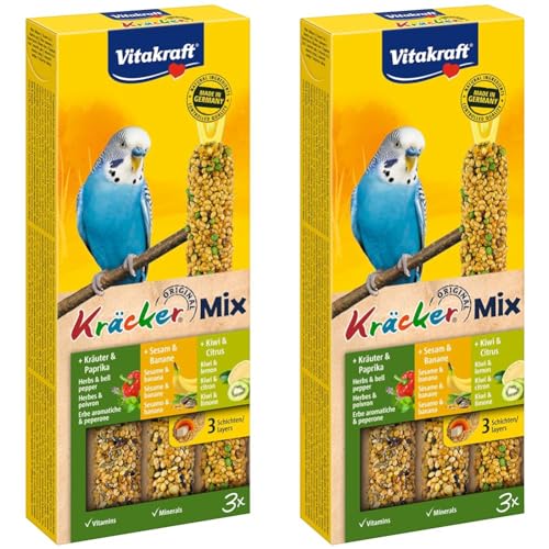 Vitakraft Vogelsnack Sittich Kräcker Mix Banane,Kräuter,Kiwi, 1x 3St (Packung mit 2) von Vitakraft