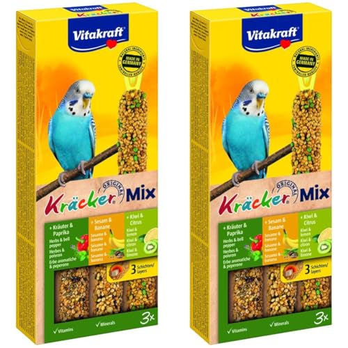 Vitakraft Vogelsnack Sittich Kräcker Mix Banane,Kräuter,Kiwi, 1x 3St (Packung mit 2) von Vitakraft