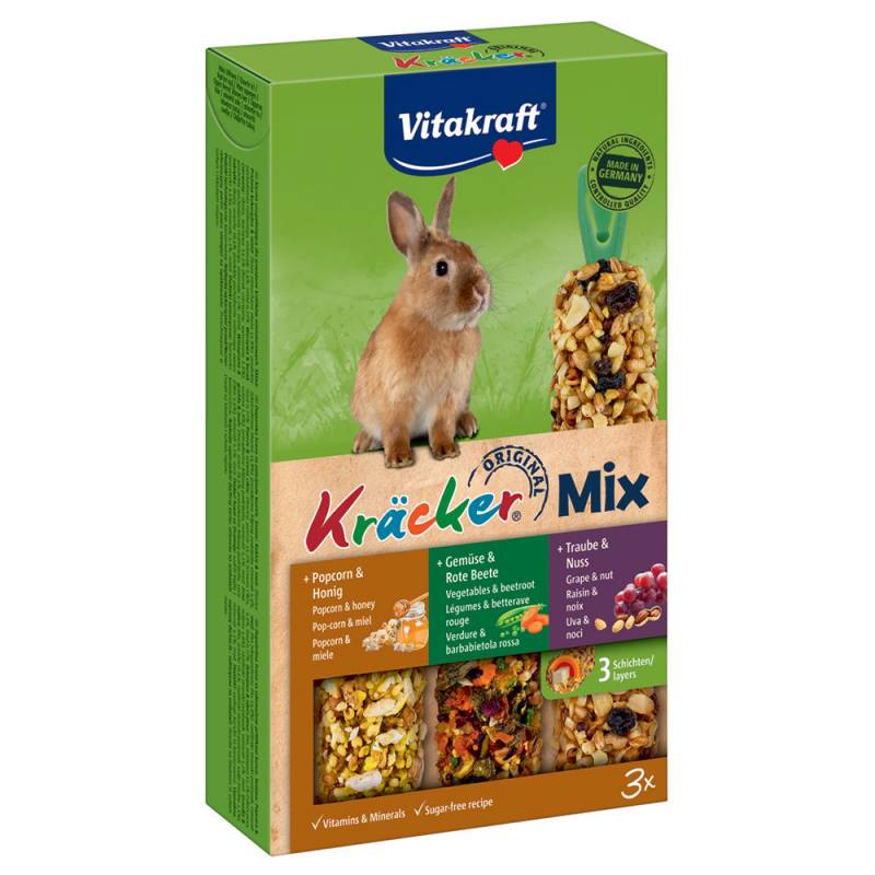 Vitakraft Zwergkaninchen-Kräcker Trio-Mix - 1 x 3er Kombi (Popcorn, Gemüse, Traube) von Vitakraft