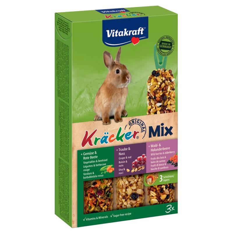 Vitakraft Zwergkaninchen-Kräcker Trio-Mix - 3 x 3er Kombi (Gemüse, Traube, Waldbeere) von Vitakraft