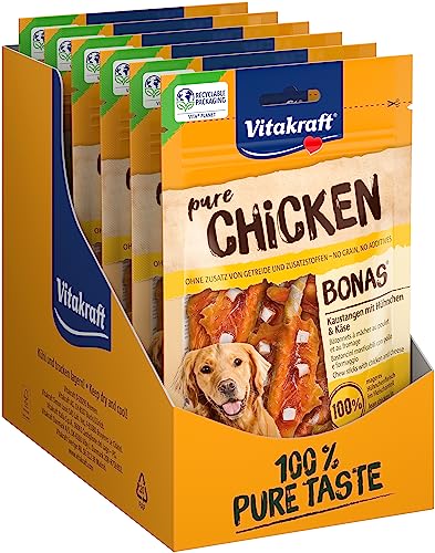 Vitakraft Pure Chicken Bonas, Hundeleckerli, Kaustangen mit Hühnchen und Käse, Hunde Trainingsleckerli, ohne Zusatz von Zucker (7x 80g) von Vitakraft
