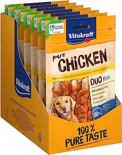 Vitakraft Pure Chicken Duo Fish, Hundeleckerli, Hühnchen und Fisch, mit Omega 3, Hunde Trainingsleckerli, ohne Zusatz von Zucker (8x 80g) von Vitakraft