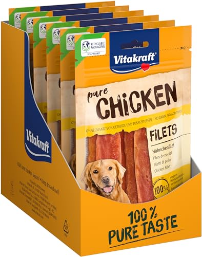 Vitakraft Pure Chicken Filets, Hundeleckerli, Hühnchenfilet, Hunde Trainingsleckerli, ohne Zusatz von Zucker (10x 80g) von Vitakraft