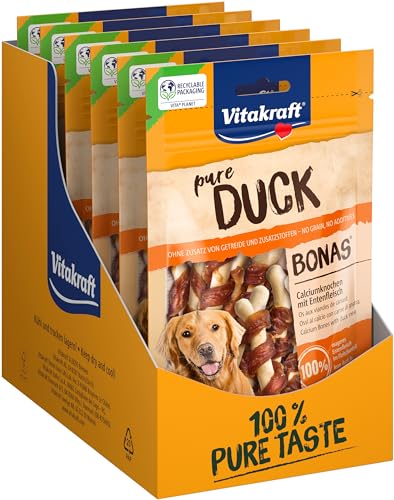 Vitakraft Pure Duck Bonas, Hundeleckerli, Calciumknochen mit Entenfleisch, Hunde Trainingsleckerli, ohne Zusatz von Zucker (8x 80g) von Vitakraft