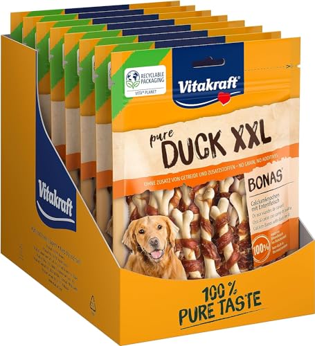 Vitakraft Pure Duck XXL Bonas, Hundeleckerli, Calciumknochen mit Entenfleisch, Hunde Trainingsleckerli, ohne Zusatz von Zucker (8x 200g) von Vitakraft