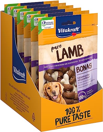 Vitakraft Pure Lamb Bonas, Hundeleckerli, Calciumknochen mit Lammfleisch, Hunde Trainingsleckerli, ohne Zusatz von Zucker (8x 80g) von Vitakraft