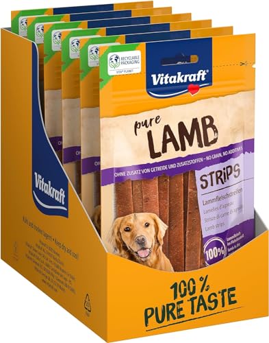 Vitakraft Fleischsnacks, Lamb, fleischiger Hundesnack, mit Lammfleischstreifen, im wiederverschließbaren Beutel, ohne Zusatz von Zucker und Getreide (11x 80g) von Vitakraft