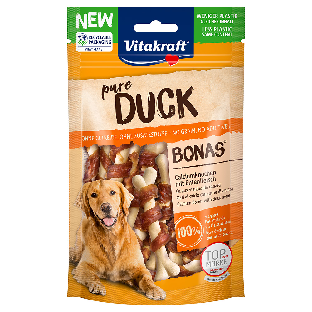 Vitakraft pure DUCK Bonas Calciumknochen mit Ente - Sparpaket: 6 x 80 g von Vitakraft