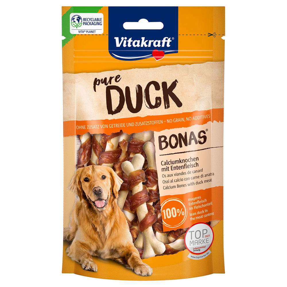 Vitakraft pure DUCK Bonas Calciumknochen mit Ente - Sparpaket: 3 x 80 g von Vitakraft