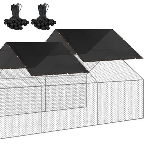 Hühnerstallabdeckung, UV-Schutz, 90 % Schattenstoff für den Sommer, 2 Stück, 5 x 6 1,8 m, schwarze Laufkäfige, Abdeckung für Hühner mit 40 Kugelspannern, Sonnenschutz, Netz für Außenbereich, Garten Hühnerstallabdeckung, UV-Schutz, 90 % Schattenstoff für den Sommer, 2 Stück, 5 x 6 1,8 m, schwarze Laufkäfige, Abdeckung für Hühner mit 40 Kugelspannern, Sonnenschutz, Netz für Außenbereich, Garten von VitalCozy